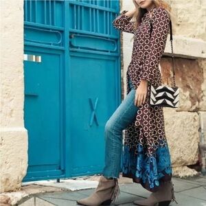 Zara AW18 Geometric Print Button Dress 8026/817 SMALL